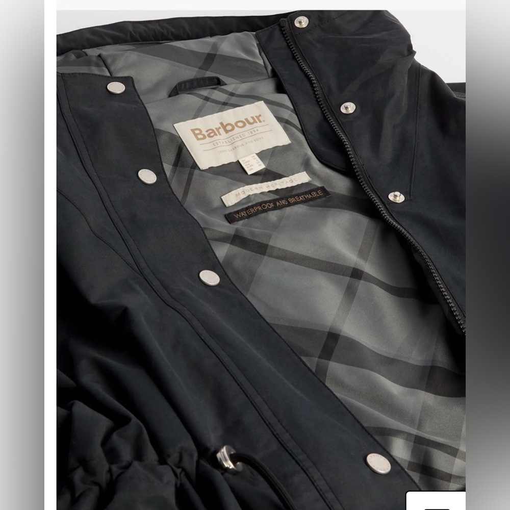 Barbour NEW Size US 8 Sidney Longline Waterproof Jacket Black - Picture 6 of 12